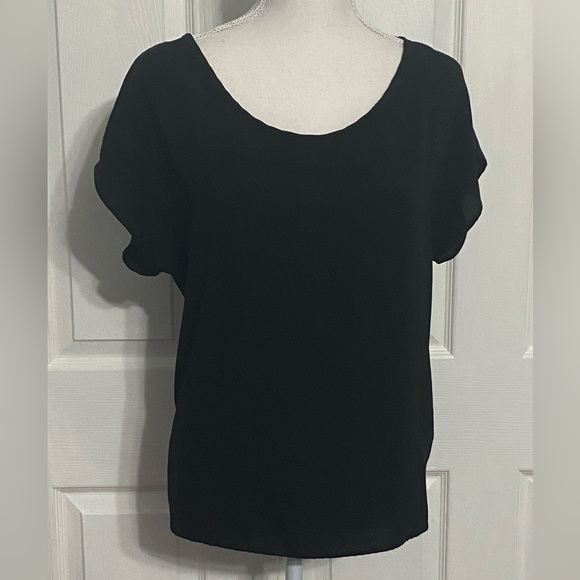 Francesca’s Collection Black Short Sleeved Dress Top Size Small - Picture 1 of 8